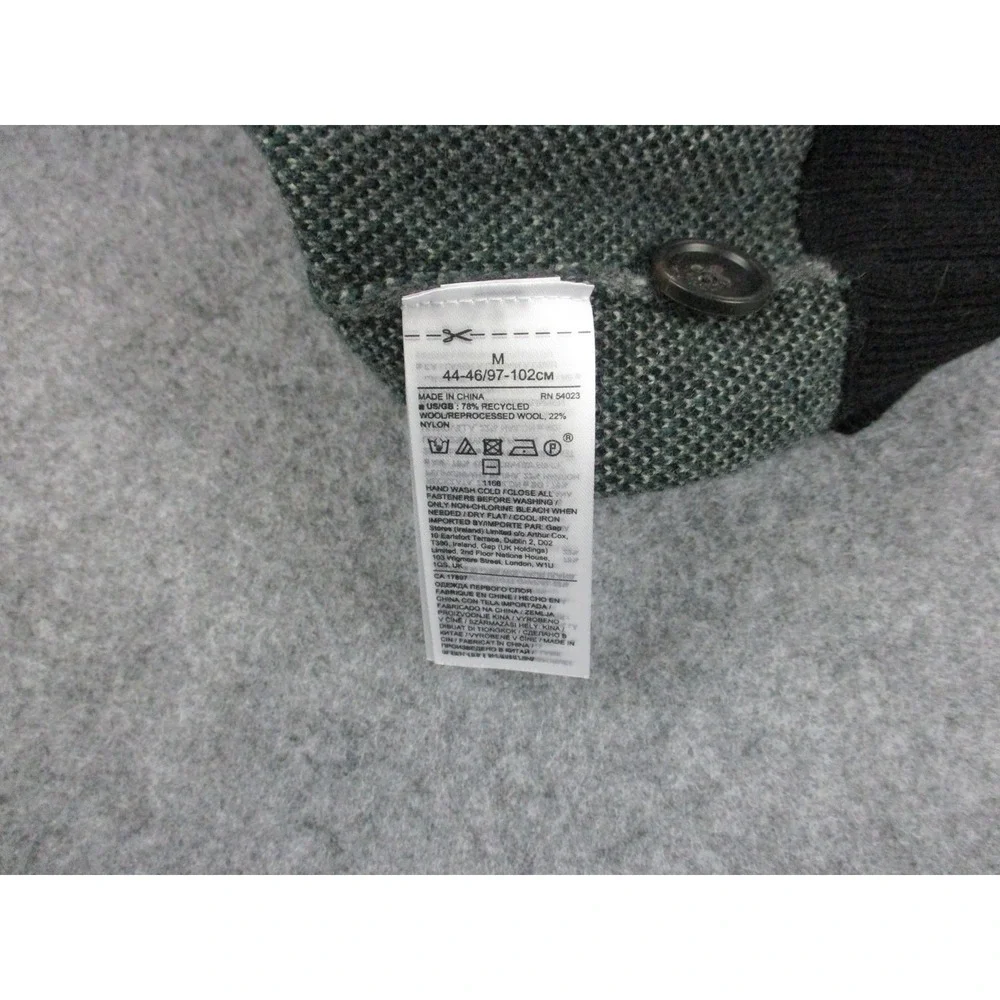 Banana Republic Sweater Mens Medium Gray Italian Yarn Plaid Cardigan Wool